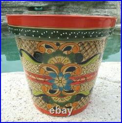 Mexican Art Talavera Pottery Garden Pot Flower Planter Green Large 16x17