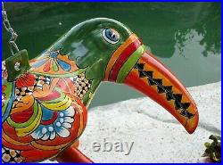 Mexican Art Talavera Pottery Hanging Bird Parrot Toucan Figure Ceramic Xlg 22