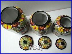 Mexican Art Ulises Puebla Talavera Pottery Ceramic Kitchen Canister Set