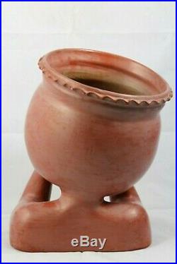 Mexican Ceramic Sculpture/Planter Folk Art Hand Made Collectible Home Decor Red