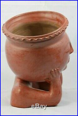 Mexican Ceramic Sculpture/Planter Folk Art Hand Made Collectible Home Decor Red