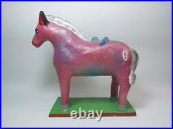 Mexican Folk Art Ceramic Hand Painted Horse Signed By Artist Ortega 9×8