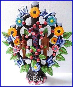 Mexican Folk Art Metepec Pottery Ceramic Arbol de Vida Tree of Life Adam Eve 20