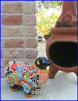 Mexican Folk Art Talavera Pottery Ceramic Animal Sheep Lamb Figure 17