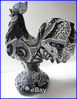 Mexican Folk Art Talavera Pottery Ceramic Rooster Chicken Figure XLG 19
