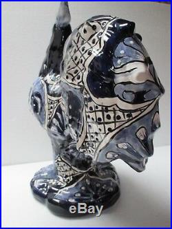 Mexican Folk Art Talavera Pottery Ceramic Rooster Chicken Figure XLG 19