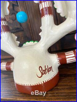 Mexican Folk Art Tree of Life LARGE! Pottery Ceramic Candlelabara 19 TALL