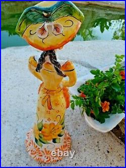 Mexican Pottery Catrina Figure Painted Ceramic Folk Art Day of Dead Large 22