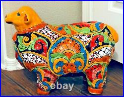 Mexican Pottery Talavera Animal Sheep Lamb Ceramic Figure Folk Art Large 17