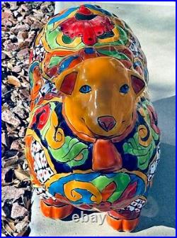 Mexican Pottery Talavera Animal Sheep Lamb Ceramic Figure Folk Art Large 17