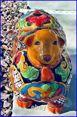 Mexican Pottery Talavera Animal Sheep Lamb Ceramic Figure Folk Art Large 17