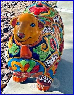 Mexican Pottery Talavera Animal Sheep Lamb Ceramic Figure Folk Art Large 17