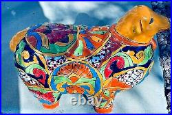 Mexican Pottery Talavera Animal Sheep Lamb Ceramic Figure Folk Art Large 17