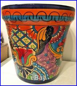 Mexican Pottery Talavera Planter Folk Art 16 XX Large Pot Ceramic