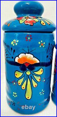 Mexican Talavera Canister Set Pottery Folk Art Ceramic Cookie Jar Sugar Coffee