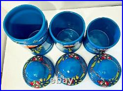 Mexican Talavera Canister Set Pottery Folk Art Ceramic Cookie Jar Sugar Coffee