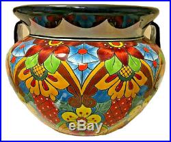 Mexican Talavera Ceramic Planter 21x 14 Pot Extra Large Bean Pottery Folk Art