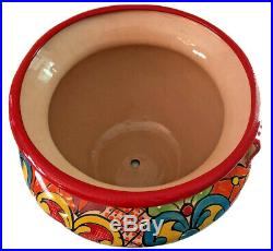 Mexican Talavera Ceramic Planter 21x 14 Pot Extra Large Bean Pottery Folk Art