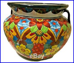 Mexican Talavera Ceramic Planter 21x 14 Pot Extra Large Bean Pottery Folk Art