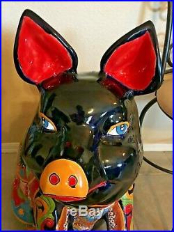 Mexican Talavera Pig Figure Statue XXX Large 27 Ceramic Pottery Art Farm Animal