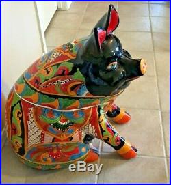 Mexican Talavera Pig Figure Statue XXX Large 27 Ceramic Pottery Art Farm Animal