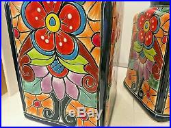 Mexican Talavera Pottery Canister Set Ceramic Kitchen Large Cookie Jar Folk Art