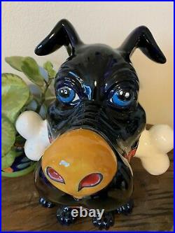 Mexican Talavera Yard Art Pottery Cute Dog Puppy With Bone Ceramic XL