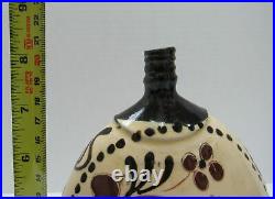 Mexican Vintage Vase Tonala Pottery Ceramic Hand Painted Folk Art Large 21cm