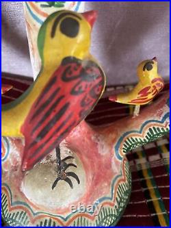 Mexican pottery ceramic folk-art tree life candelabra candle Castillo Flores