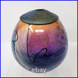 Michael Kifer Modernist Style Home Decor Closed Neck Vase Art Pottery Signed VTG
