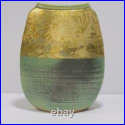 Michael Weinberg Art Pottery Tall Flat Gold Metalic Paint on Ceramic 10Vase