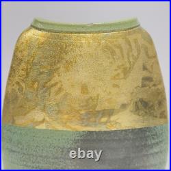 Michael Weinberg Art Pottery Tall Flat Gold Metalic Paint on Ceramic 10Vase