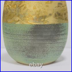 Michael Weinberg Art Pottery Tall Flat Gold Metalic Paint on Ceramic 10Vase