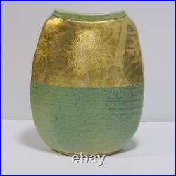 Michael Weinberg Art Pottery Tall Flat Gold Metalic Paint on Ceramic 10Vase