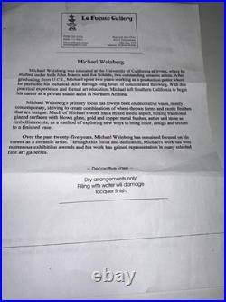 Michael Weinberg Art Pottery Tall Flat Gold Metalic Paint on Ceramic 10Vase