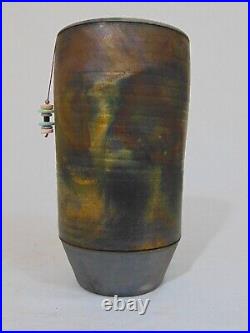 Michael Weinberg Raku Art Pottery Glazed Ceramic Vase 8 1/4