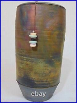 Michael Weinberg Raku Art Pottery Glazed Ceramic Vase 8 1/4