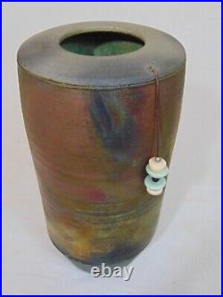 Michael Weinberg Raku Art Pottery Glazed Ceramic Vase 8 1/4