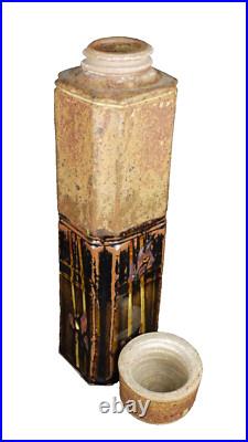 Mid CENTURY Threaded Lid ABSTRACT CERAMIC Studio BRUTAL Art Pottery SCULPTURE