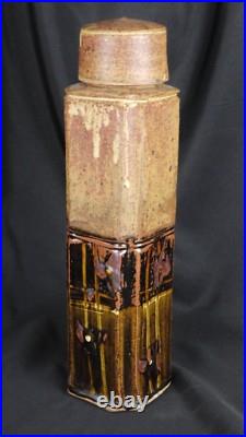 Mid CENTURY Threaded Lid ABSTRACT CERAMIC Studio BRUTAL Art Pottery SCULPTURE