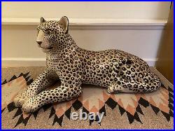 Mid Century 60s Italian Ceramic Leopard Statue