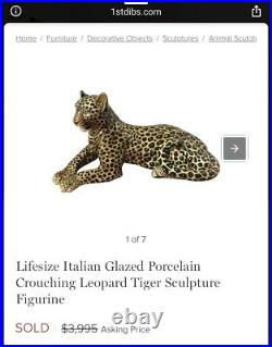 Mid Century 60s Italian Ceramic Leopard Statue