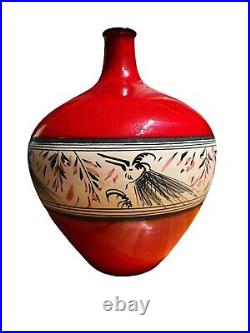 Mid Century Alvino Bagni for Raymor Art Pottery Red Black Hand Made In Italy