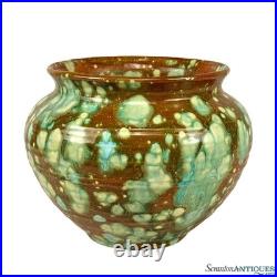 Mid-Century California Pottery Green & Brown Drip Glazed Vase