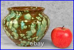 Mid-Century California Pottery Green & Brown Drip Glazed Vase