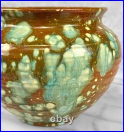 Mid-Century California Pottery Green & Brown Drip Glazed Vase