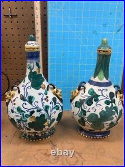 Mid Century Ceramic Art Pottery 2 Handle Vase, Signed, Italy 11.5