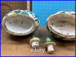 Mid Century Ceramic Art Pottery 2 Handle Vase, Signed, Italy 11.5