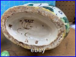 Mid Century Ceramic Art Pottery 2 Handle Vase, Signed, Italy 11.5