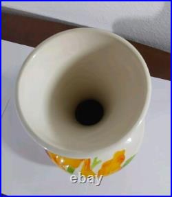 Mid Century Ceramic Pottery Floral Signed Vase- Embossed Relief 7 Tall X 6.25